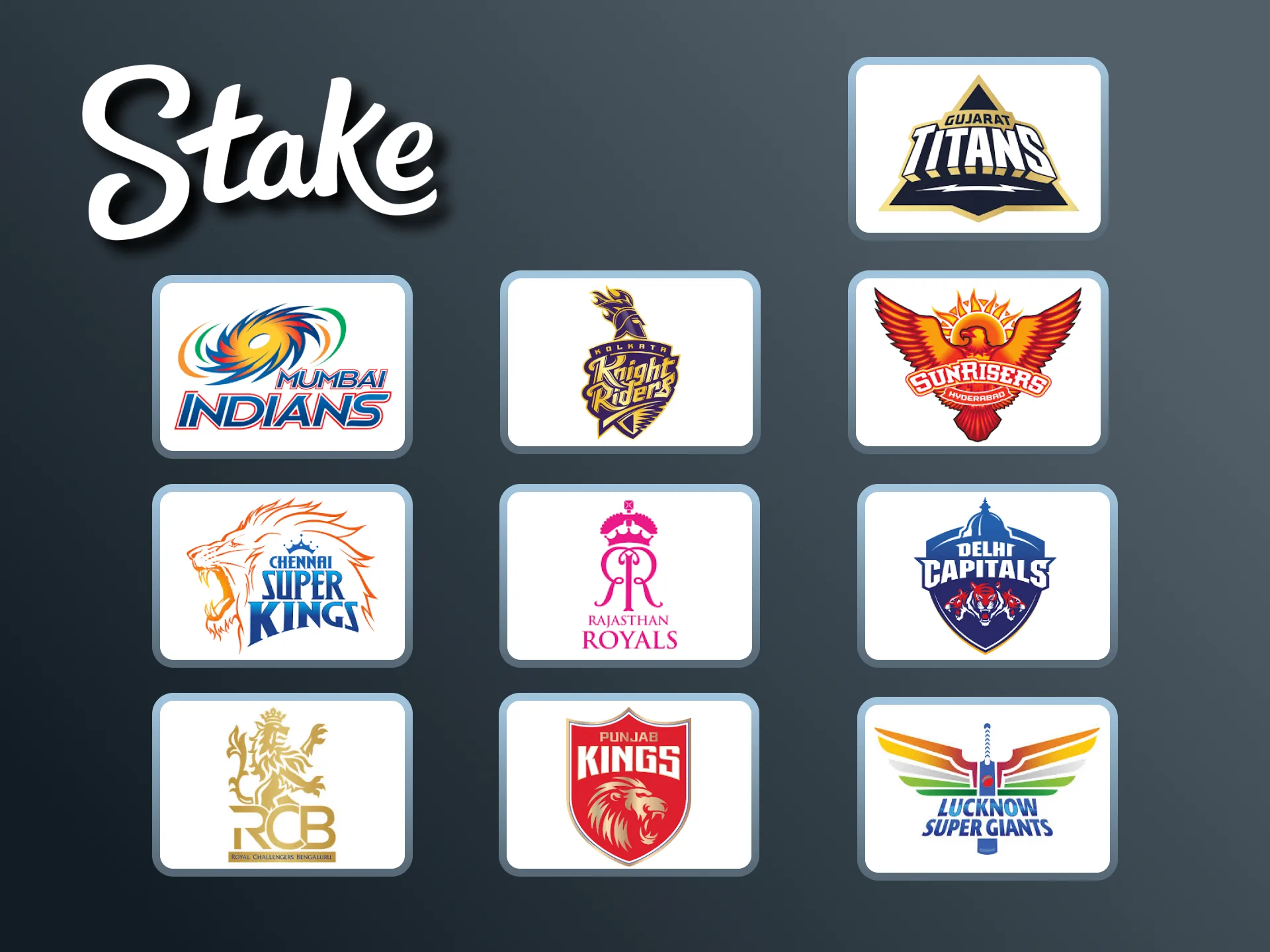 IPL 2025 teams and matches details at Stake India.