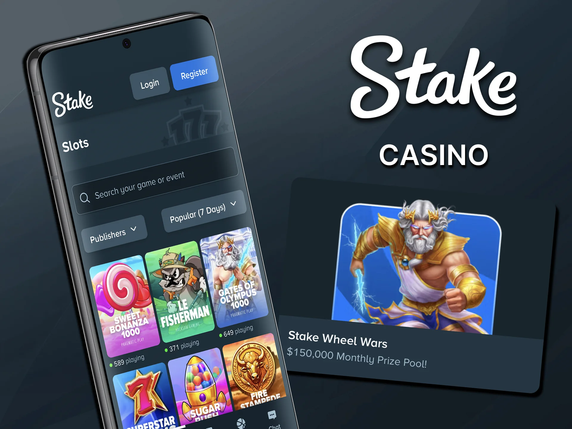 Play and win at the best slots from Stake Casino.