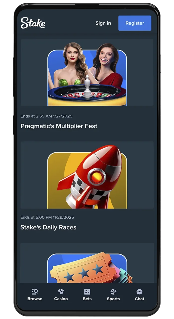 The Stake mobile app has prepared special bonuses for you.